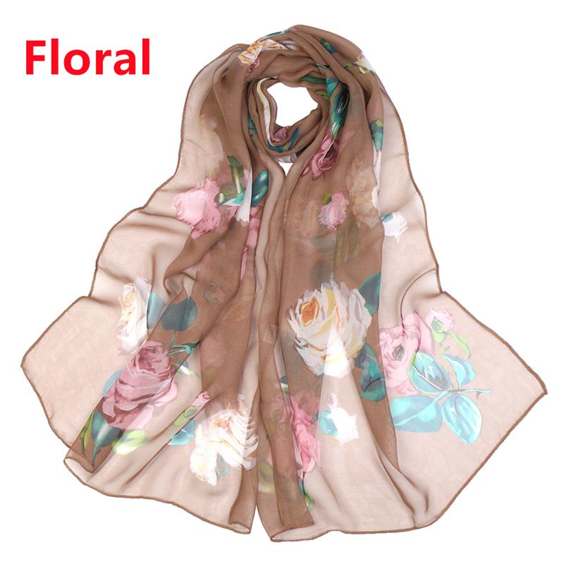 150*50cm Women Spring Premium Georgette Hijab New Floral Printed Scarf Long Shawl Beautiful Flower Pareos Beach Sunscreen Shawl