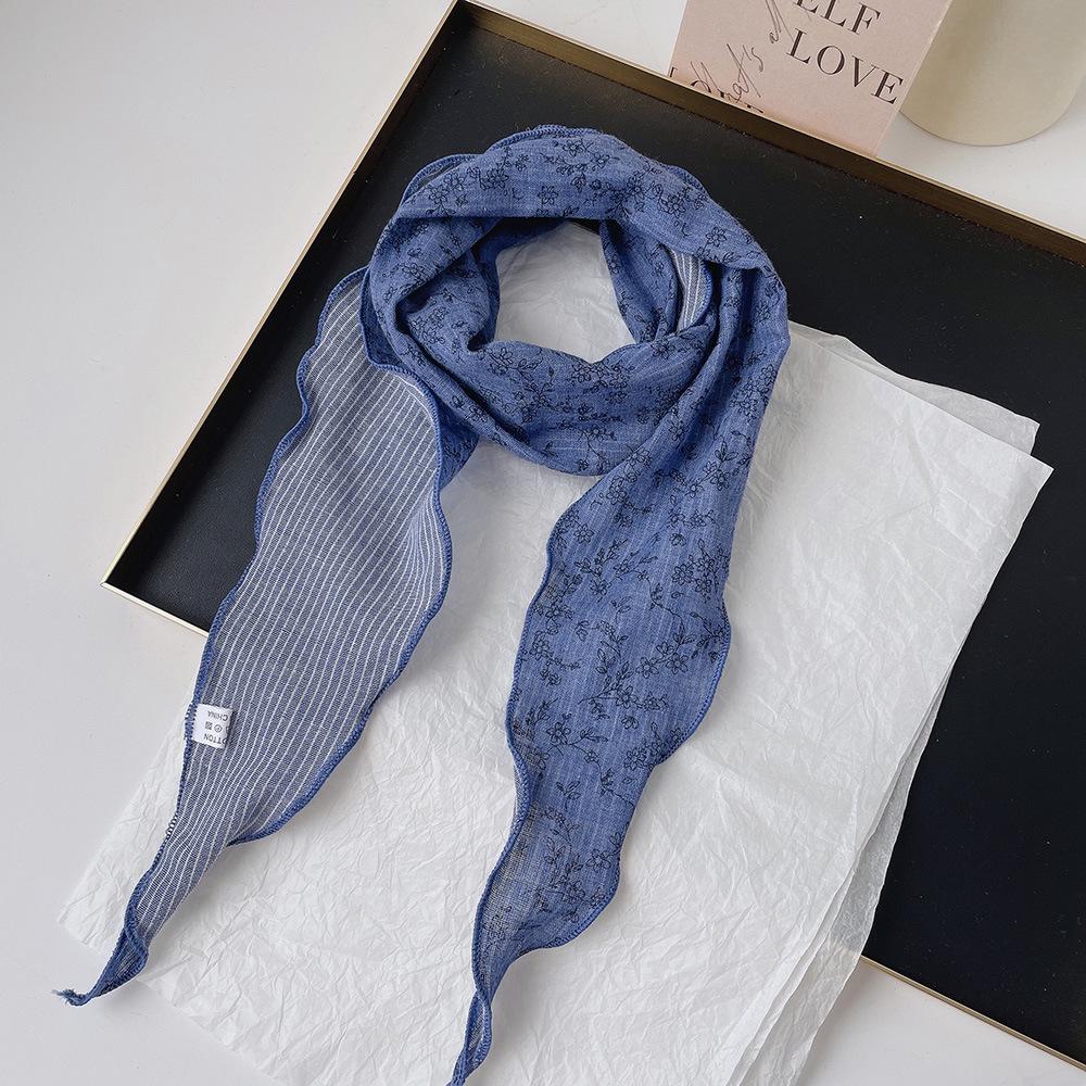 

Двусторонний хлопковый шарф-ромб: Дышащий, Влагоотводящий шарф и повязка на голову в японском деревенском стиле для женщин Double-Sided Double-Layer Cotton