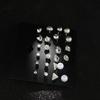European and American Metal Earrings Set, 12 Pairs of Square Zircon Earrings, Heart-set Diamond Earrings