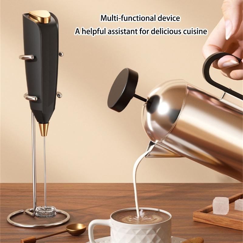 Stainless Steel Milk Frothing Wand with Detachable Whisk Heads Automatic Stirring Function Suitable for Coffee Eggs