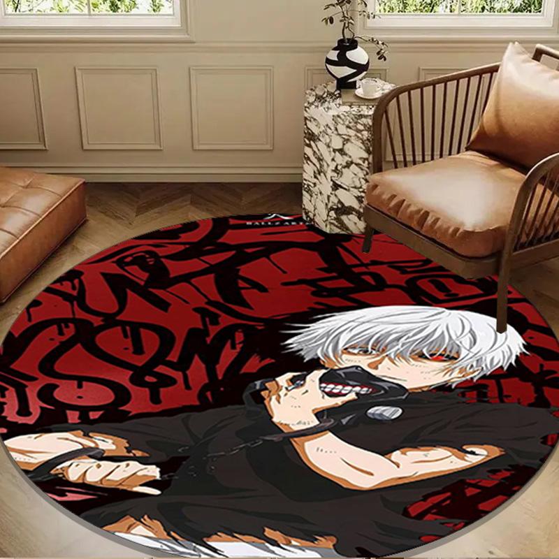 Tokyo anime Artwork Round Rug for Livingroom,Bedroom, Palyroom, Chair Rug, Area rug, Circle Carpet, Large Size Fan Christmas gift