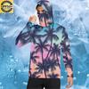 Men's Casual Hawaiian Print Hooded Long Sleeve Sun Protection Shirt Lightweight Breathable UV Protective Top for Outdoor Activities