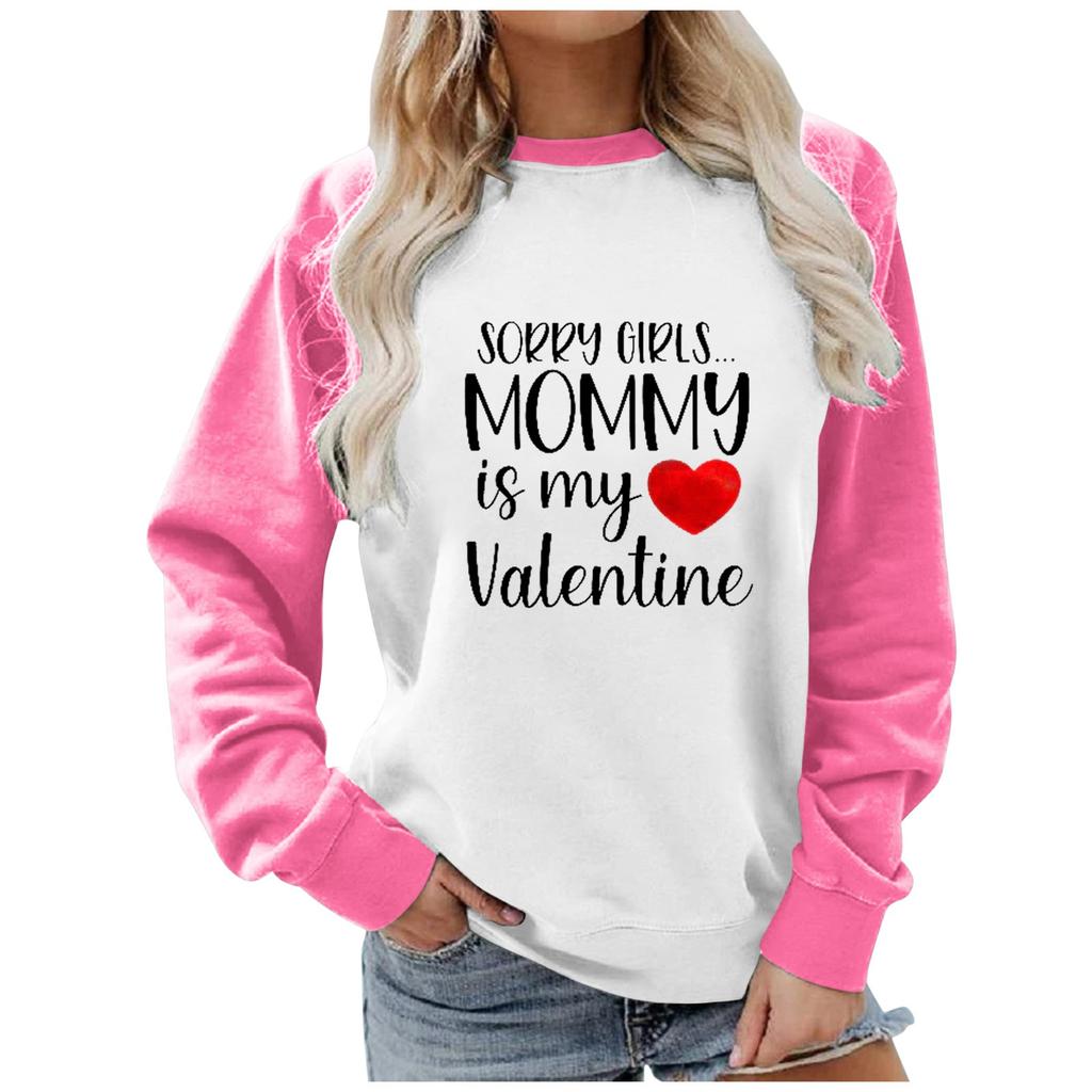Womens Valentines Day Love Letter Printed Tunics Long Sleeve Blouse Crew Neck Pullover Tops Womens Valentines Day Love Letter Printed Tunics Long Sleeve Blouse Crew Neck Pullover Tops
