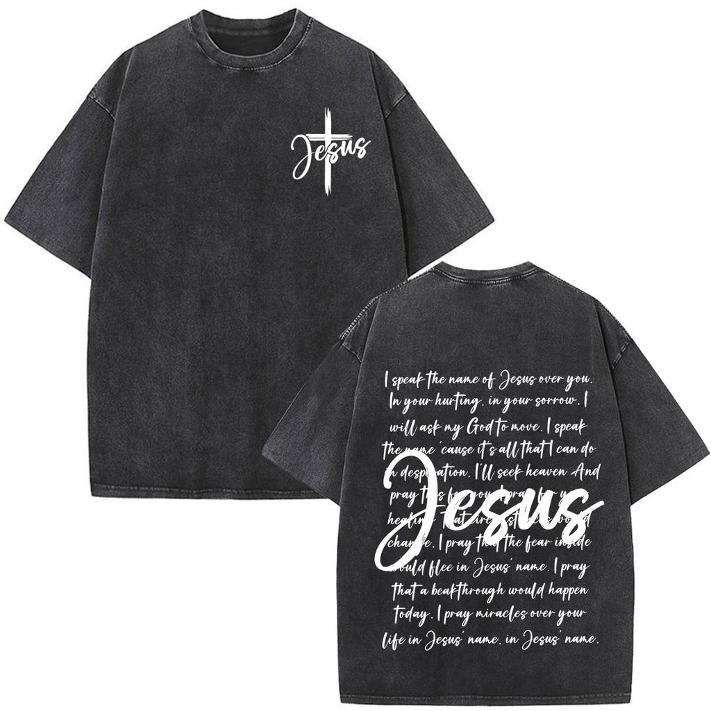 Jesus Christian Bible Verse Print Tshirt Unisex Unisex Fashion Tshirt Shortsleeved Loose Casual Cotton Vintage Washed T Shirts