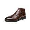 Sale 38-47 Mens Ankle Boots Genuine Calf Leather Double Buckles Monk Strap Basic Shoes Men Cowboy  Motorcycle Boots
