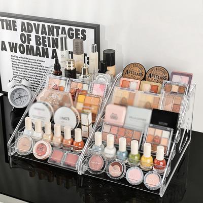 Clear Ladder Storage Rack Desktop Sundries Organizer Cosmetic Makeup Storage Box Stationery Holder Nail Polish Display Shelf