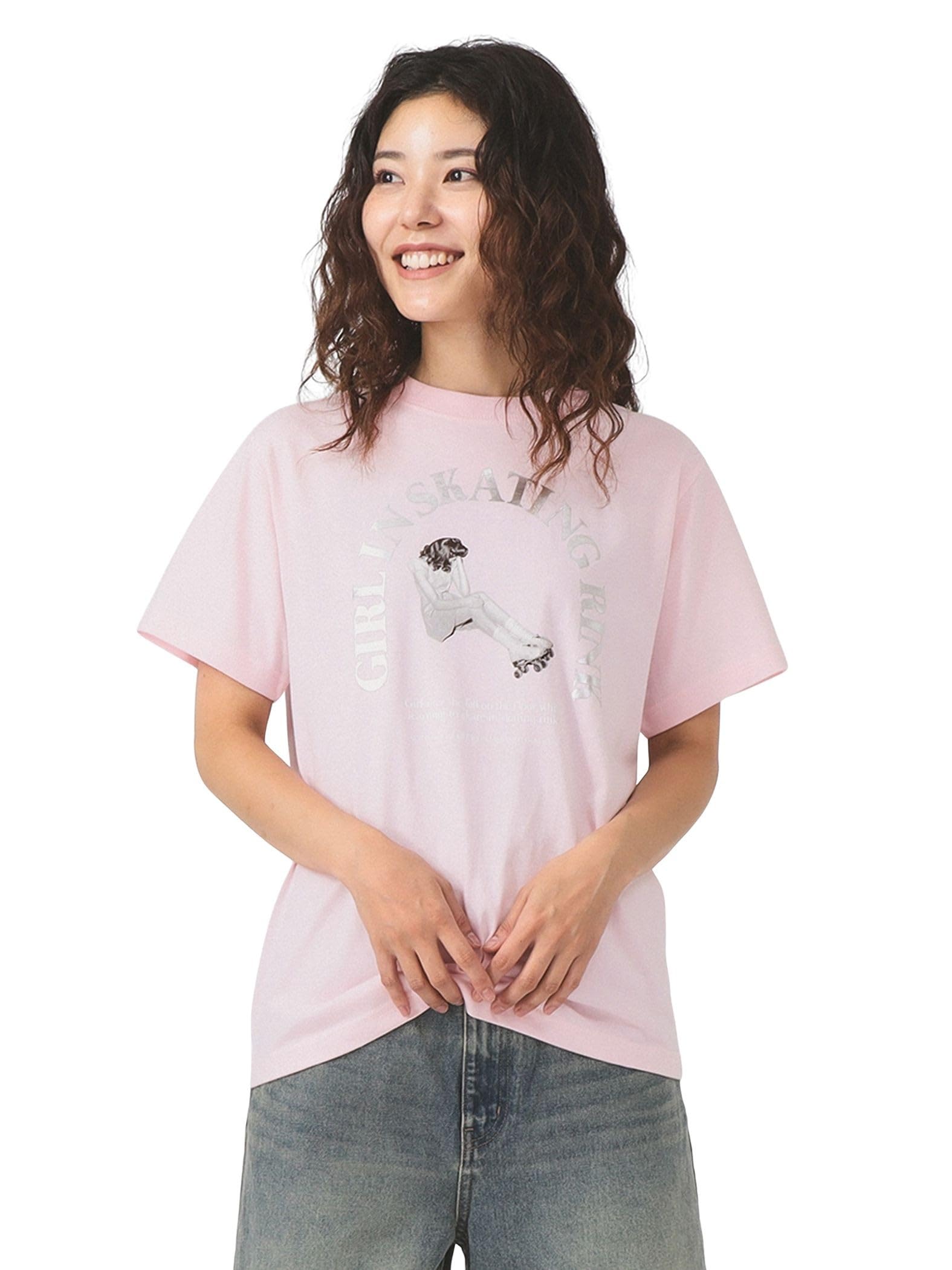 Футболка Ray Beams S/S [Специальный заказ] Футболка GOOD ROCK SPEED LIFE с фольгированным принтом PC, Женская, Розовая, Один размер
