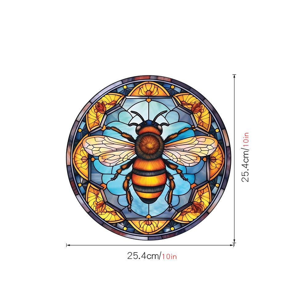 Retro Colorful Hummingbird Iris Window Glass Electrostatic Sticker Detachable Decorative Film Home Decoration