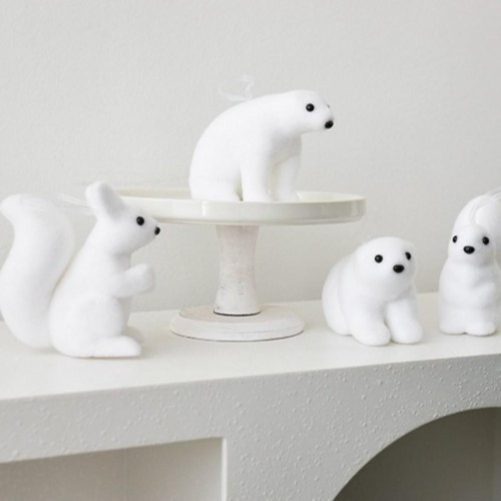 Flocking Christmas Tree Pendant Polar Bear Snowflake Hanging Pendant  Home Decoration