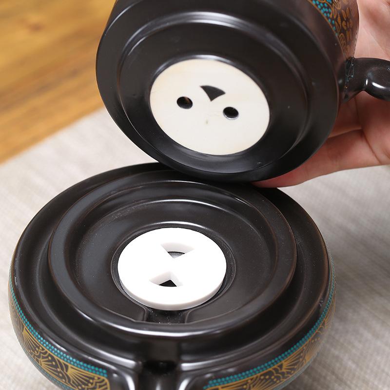 Lazy Automatic Tea Set Stone Mill Rotating Water Outlet Home Office Retro Ceramic Tea Maker Teaware Sets