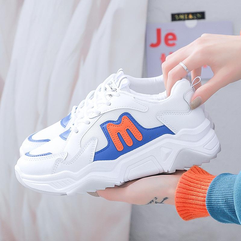 fashion Sneakers Women Platform Shoes Breathable Mesh Casual Shoes Fashion Lace-up Sports Shoes Classic White Snekaer Tenis De Mujer