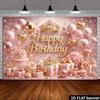 2D flat flour gold crown birthday party backdrop fabric - double crowns and multi-layer cake theme
