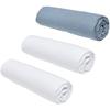 Set of 3 Essential Fitted Sheets - 140 X 190 Cm - 2 People - 100% Cotton - Chalk/ Denim