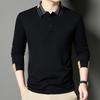 Men'S Business Color Clash Collar Long Sleeve Polo Shirt 2025 Autumn New Collection, Falling Feel, Daily Simplicity Polo Shirt