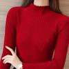 Women's Autumn Winter Lace Half-Turtleneck Long Sleeve Bodycon Pullover Versatile Base Shirt