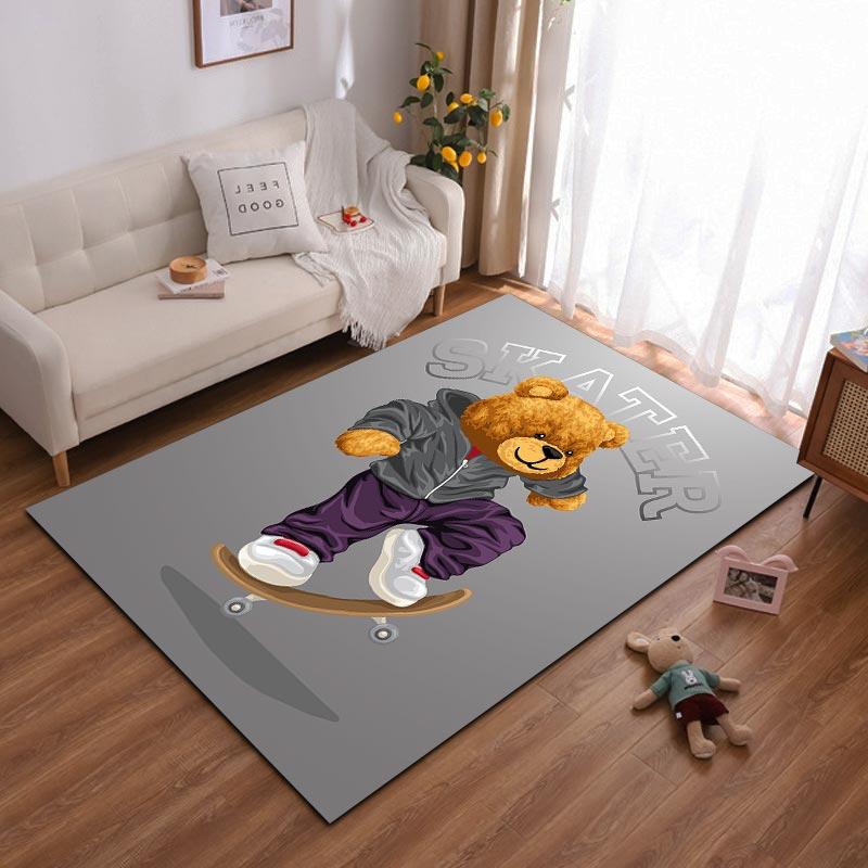 

Skater Teddy Bear Style Printed Carpet for Living Room Decor Suitable for use as an anti-slip for living room bedroom sofas 40x60cm( 15x23in )