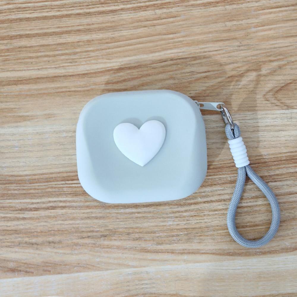 New Love Heart Storage Bag Silicone Coin Purse Wallet with Weaving Lanyard Portable Data Cable Earphone Organizer Key Pouch