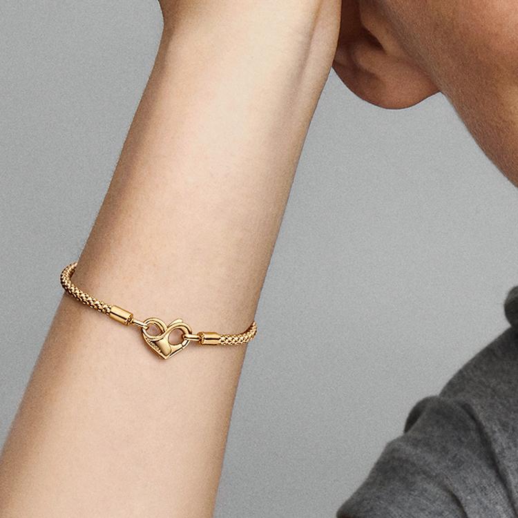 Pandora Heart Charm Gold Plated Copper Silver Alloy Bracelet Women Bracelet 562731C00