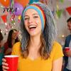 Perückenmütze, Hohe Elastizität Gestrickte Wolle Handgehäkelt Lustige Mütze, Dreads-Design Wollene Perückenkappe für Party Halloween Tägliches Tragen