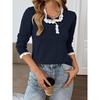 Women's Fall Long Sleeve Sweaters Lace Trim Mock Neck Cozy Trendy Knit Pullover Tops