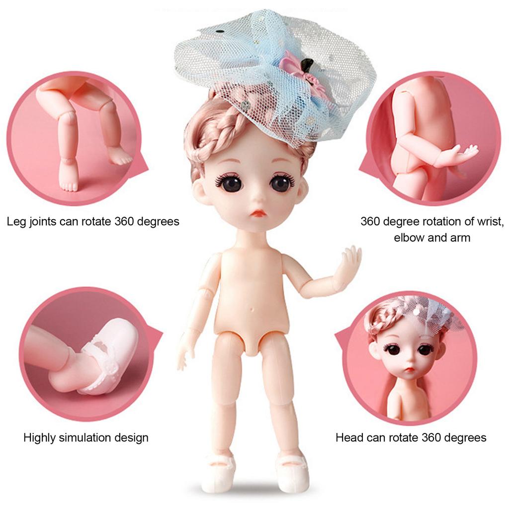 Dolls Toys Mini Baby Doll DIY Movable Joint Dolls Toy for Children Baby Girls Gift6pcs