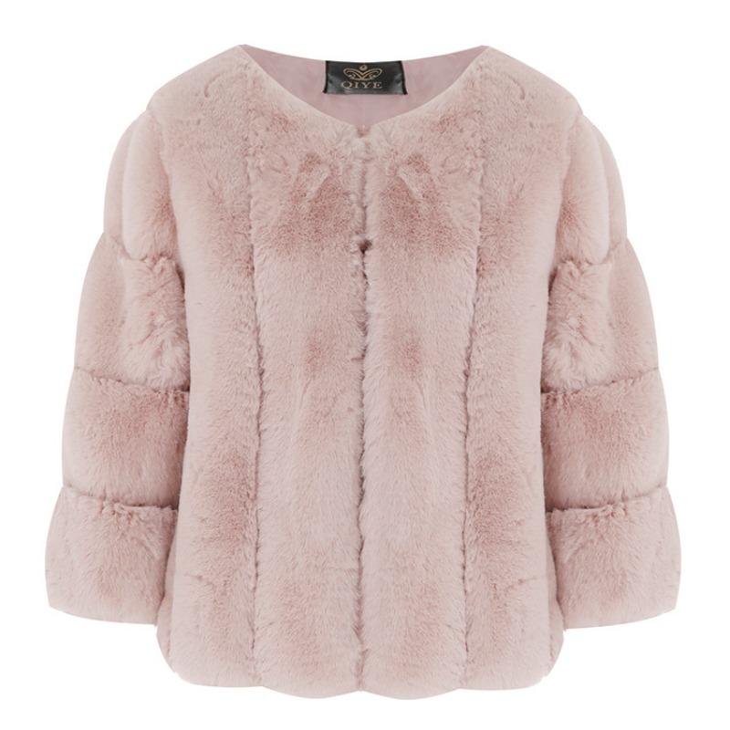 

Осень и зима популярная куртка из искусственного меха с коротким круглым вырезом женская модная новая верхняя одежда женская легкая Европа и Америка S