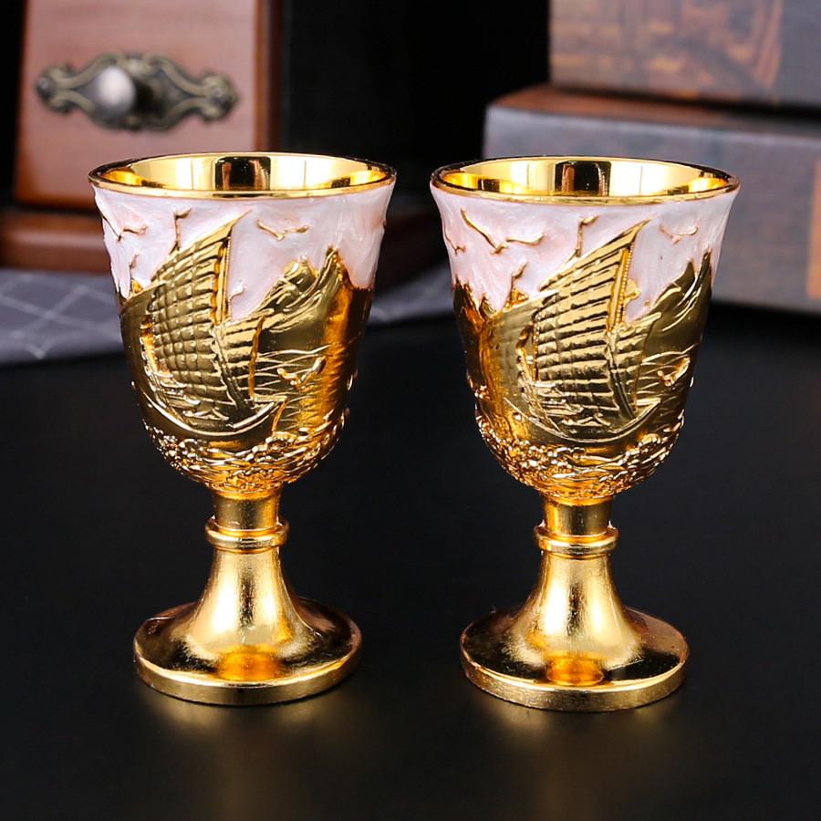 Vintage Metal Water Cup Set With Geometric Design For Home Decor And Giftgiving