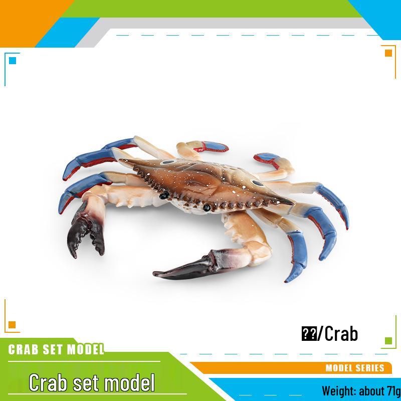 Marine Animal Crab Model: Children's Cognitive Toy and Decorative Three-Eyed Blue Crab Ornament