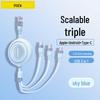 PISEN 3-in-1 Retractable Fast Charging Cable for Apple & Huawei