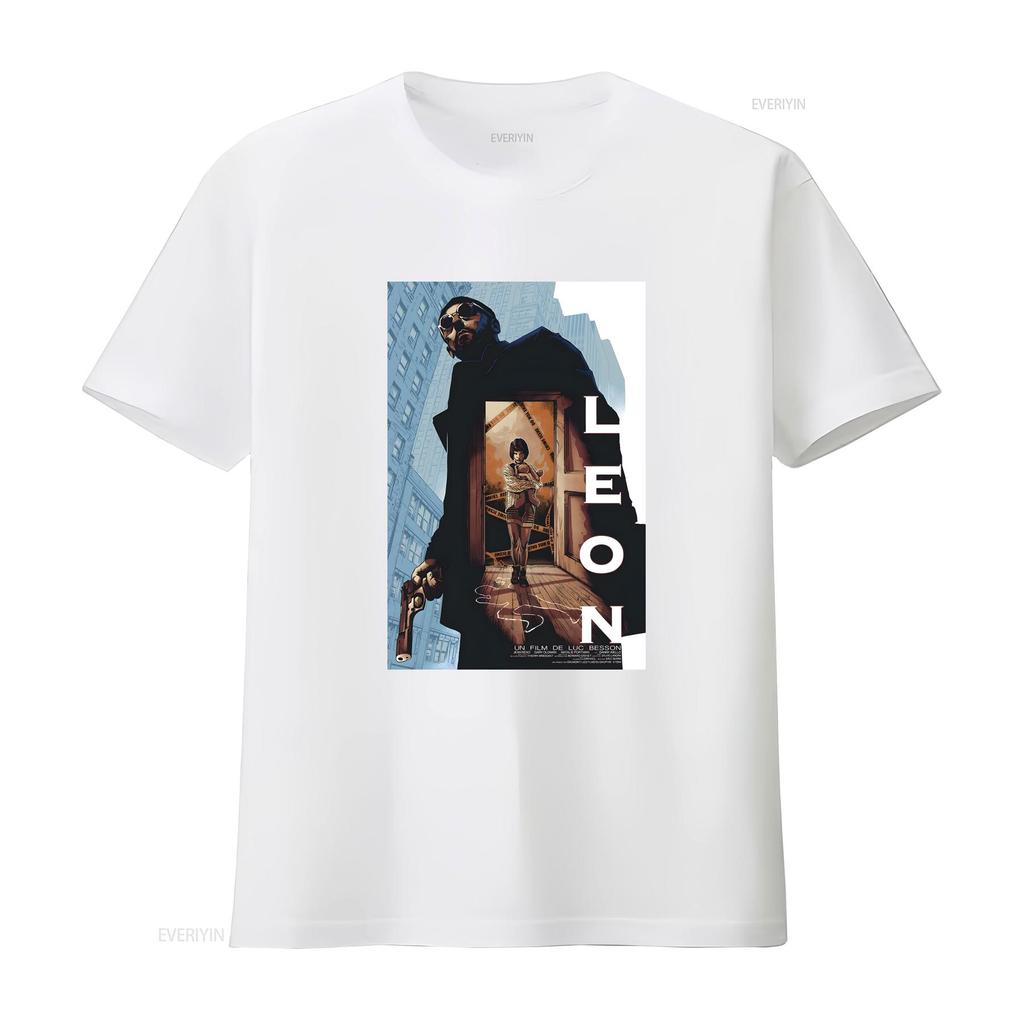 Leon The Professional Jean Reno Film T Shirt Baggy Boyfriend 2185 Vintage Washed Versatile Homme Casual Streetwear Fashion