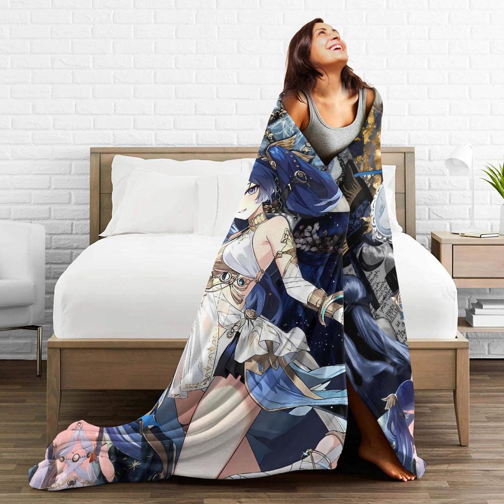 Warm Soft Blankets Camping Iuno Wuthering Waves Game Throw Blanket  Flannel Bedspread For Bedroom Fluffy Sofa Bed Cover