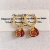 Retro Trendy Red Fruit Pomegranate Pendant Stackable Necklace Earrings Set for Women New Year Lucky Chinese Style Jewelry Sets
