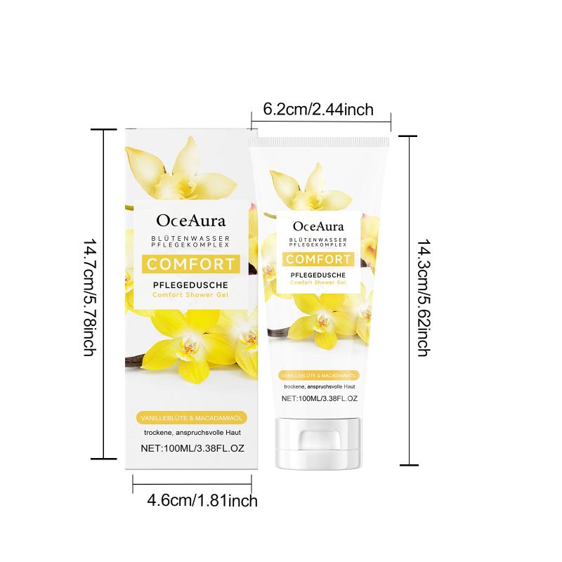 Oceaura 100 ml Lehký rostlinný hydratační sprchový gel Vanilla Comfort Jemné čistění Hydratační složení Pro všechny typy pleti