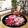 1ks Květiny Pivoňky Kulatá Podložka na Židli Koberec - Protiskluzová, Podlahová Rohožka do Kanceláře, Ložnice a Vnitřní Výzdoby -1002173