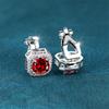 Dámské Roztomilé Malé Bílé Červené Zirkony Kulatý Kámen Pro Ženy Vintage Stříbrná Barva Křišťál Svatební Klipové Náušnice