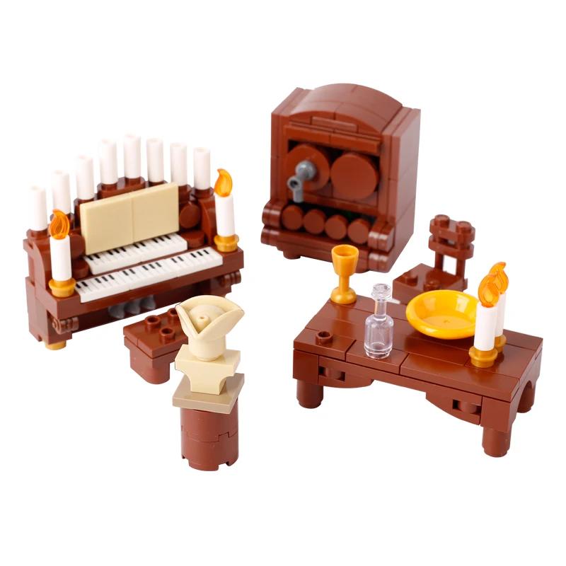 MOC Středověké Město Stavebnice Kuchyň Dům Nábytek Ložnice Jídelna Vojáci Figurky Helma Sestavení Dobytčí Cihly Hračky