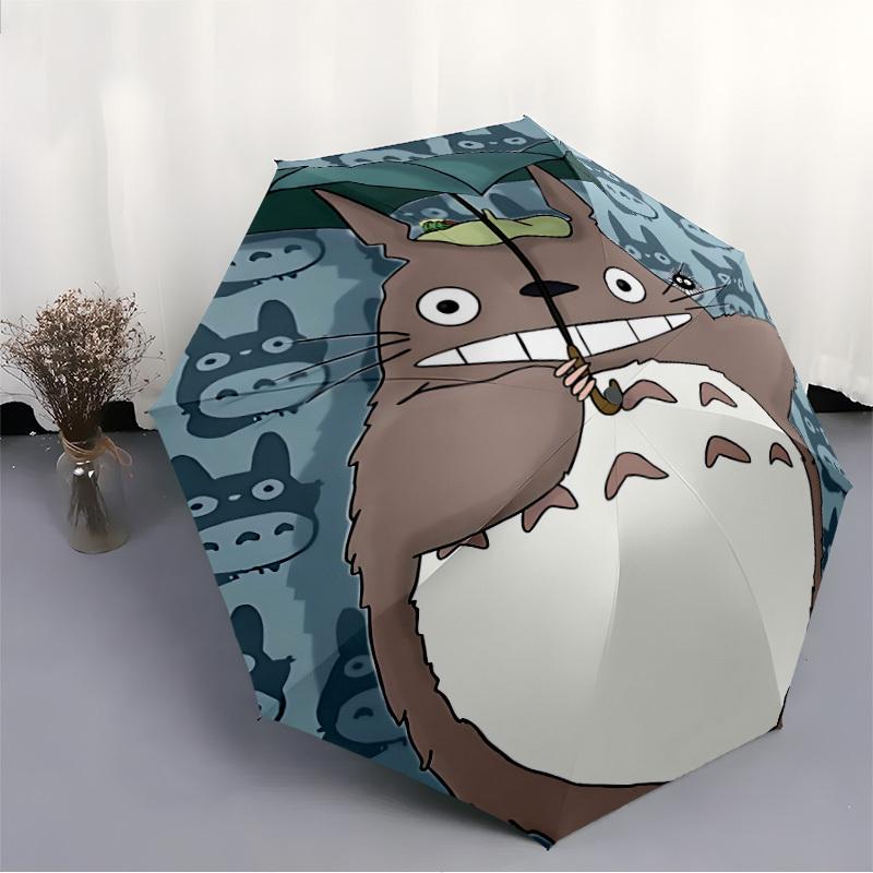 1ks Totoro Lesní automatický skládací deštník - Lehký, zatahovací design s 8 žebry pro odolnost, ideální pro venkovní dobrodružství, Fashio