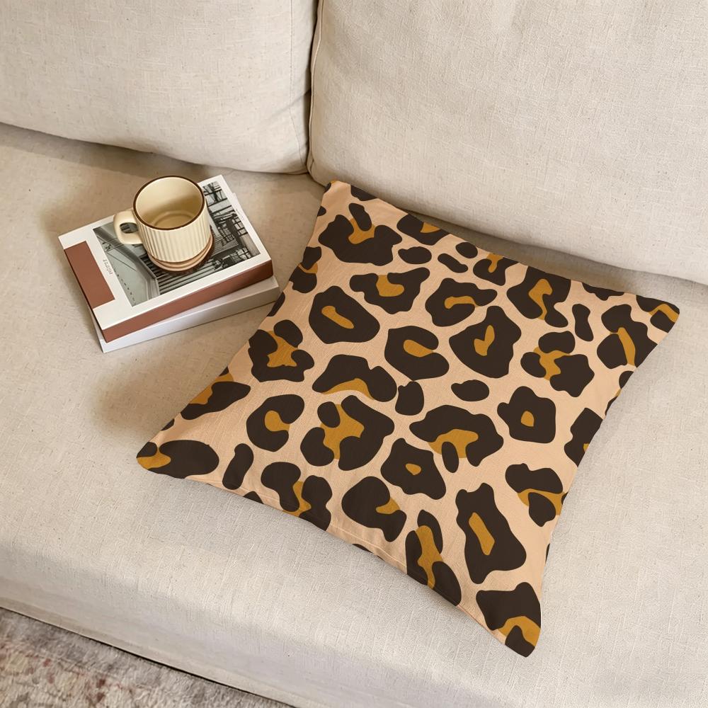 L-Leopard Print Cushion Cover Fabric Soft Furnishing,Pillowcase, Cushion Cover, Sofa Pillow, Home Decoration
