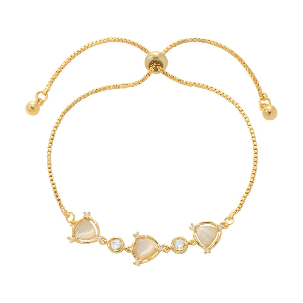 Adjustable Pull-out Bracelet Summer Accessories Skeleton Geometric Cat's Eye Stylish Women's Chain Bangle Perfect Gift for 2026