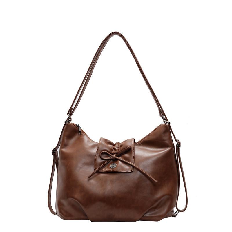 Pu Retro Shoulder Bag With Butterfly Bow Design For Daily Office Use