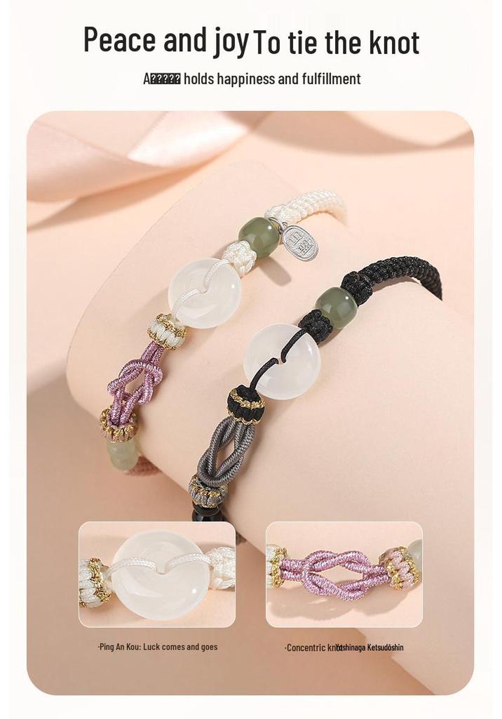 Tichya Chalcedony Ping'an Buckle Couple Bracelet - Niche Love Vows Woven Design Gift