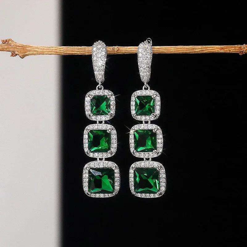 

Huitan Drop Earrings with Shiny Princess Cubic Zirconia for Women Elegant Style for Wedding Party Anniversary Gift Accessories
