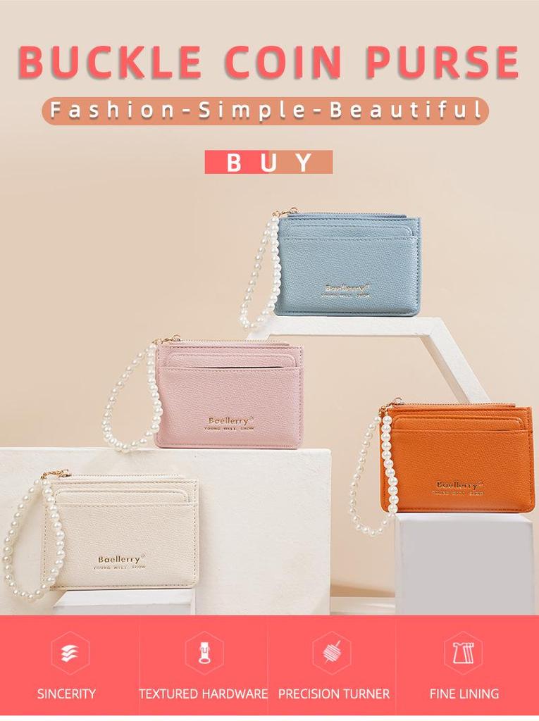 Women's INS Style Pearl Zipper Card Holder & Coin Purse