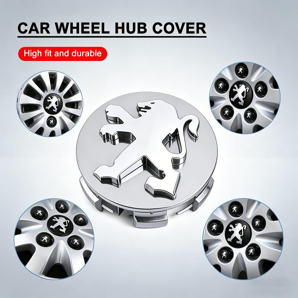 60mm Waterproof Anti-scratch Wheel Hub Wheel Covers Wheel Center Hub Caps for Peugeot 3008 2008 206 207 307 308 408 508 RCZ 208