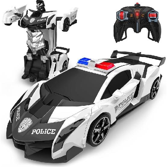 BLUEJAY Transform Rc Cars for Boys 4-7 8-12, 2.4Ghz 1:18 Scale Remote Control Car Transforming Robot, One-Button Deformation 360° Rotation and Drift белый