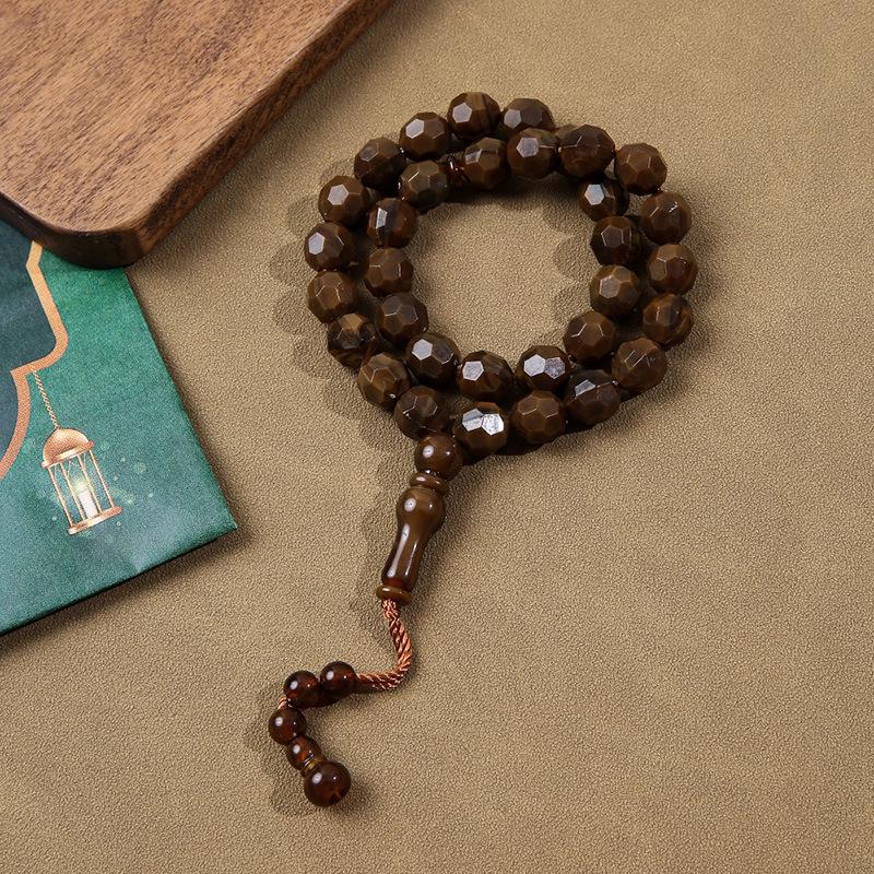 Handmade Middle Eastern 33-Bead Tasbih: Polygon Prayer Beads Jewelry