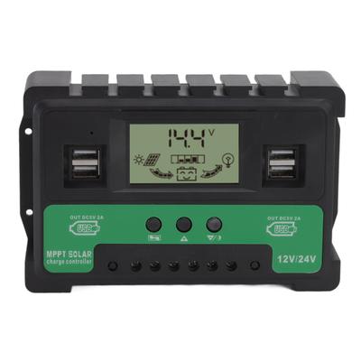 Solarladeregler 12V 24V Laden Entladen PV-Regler LCD-Anzeige Dualer USB-Ausgang