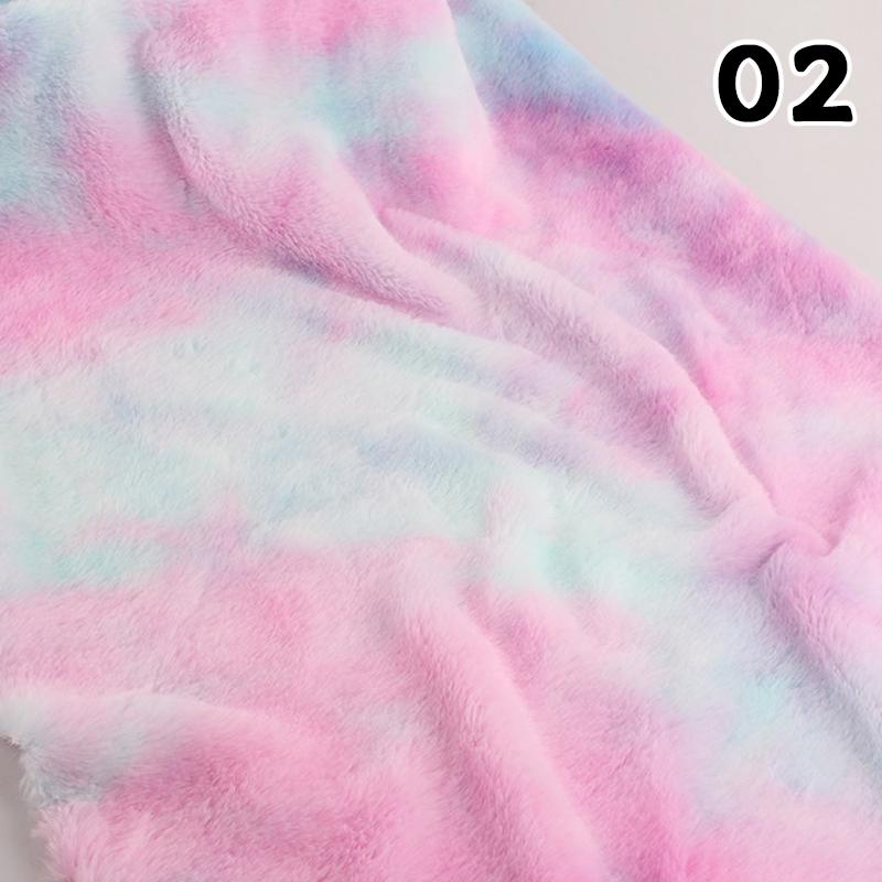 50x160cm Tie Dye Faux Rabbit Plush Fur Fabric Gradient Smooth Soft Rainbow Cloth For Diy Sewing Garments Dolls Clothes Hat Scarf