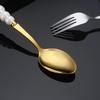 Norse Luxe Ceramic Pearl Cutlery Set: Fork, Knife & Spoon in Elegant Stainless Steel
