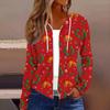 Chaqueta Casual con Capucha y Cremallera de Manga Larga con Estampado Navideño de Moda para Mujer